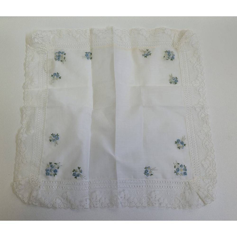 Vtg Embroidered Floral Cotton Hankie Handkerchief Switzerland RN15627 White Lace - Picture 2 of 13